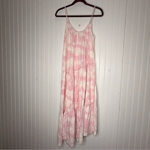 Sundry Dress Pink And White Tie-Dye Spaghetti Strap Asymmetrical Size 1 (Small)